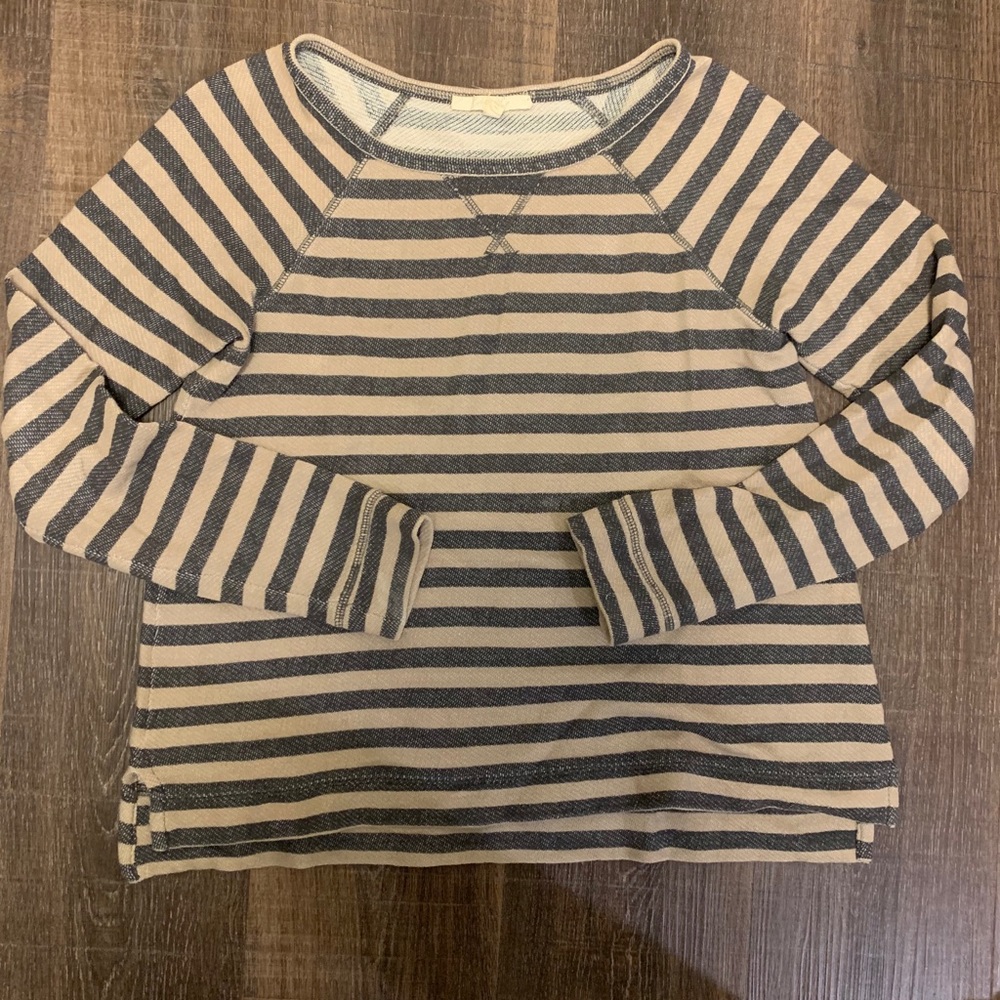 Beige and Navy Striped Sweater